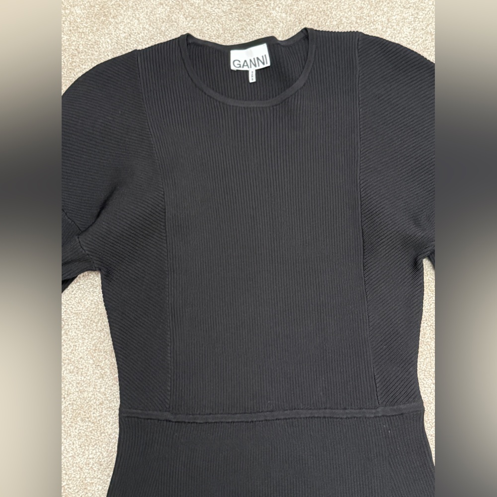 Ganni - Black Knit Dress with Balloon Sleeve - size Medium - LIKE NEW - Picture 12 of 16